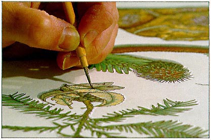 Hand-colouring the prints